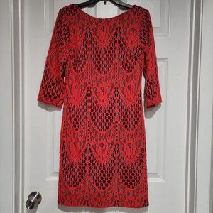 Leslie Fay Shift Dress, Size 8, Coral